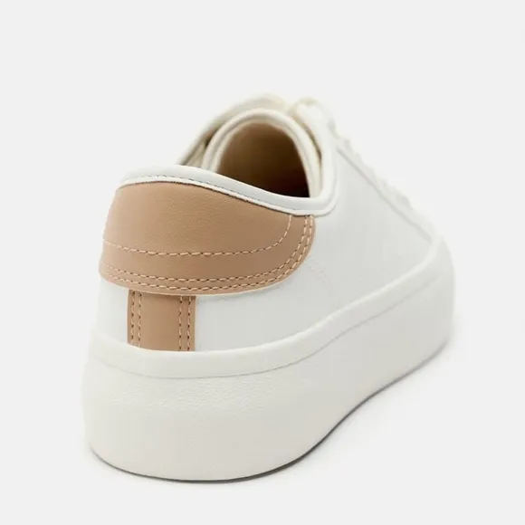 NWT. Zara White Athletic Platform Casual Sneakers. Size 11.