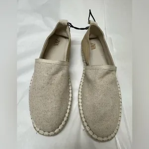 Nwt;Zara Off White Canvas Espadrilles🟡