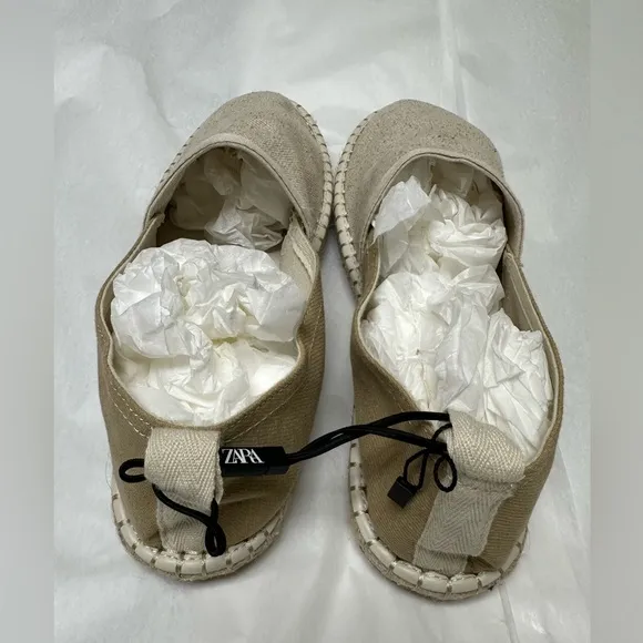 Nwt;Zara Off White Canvas Espadrilles🟡