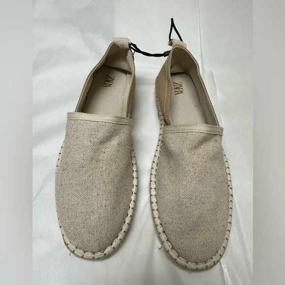 Nwt;Zara Off White Canvas Espadrilles🟡