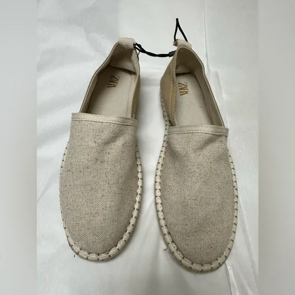 Nwt;Zara Off White Canvas Espadrilles🟡