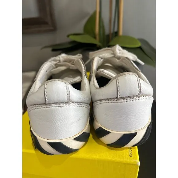 Off White Low Vulcanized Calf Leather Sneakers White Black Kids Size 31 12.5