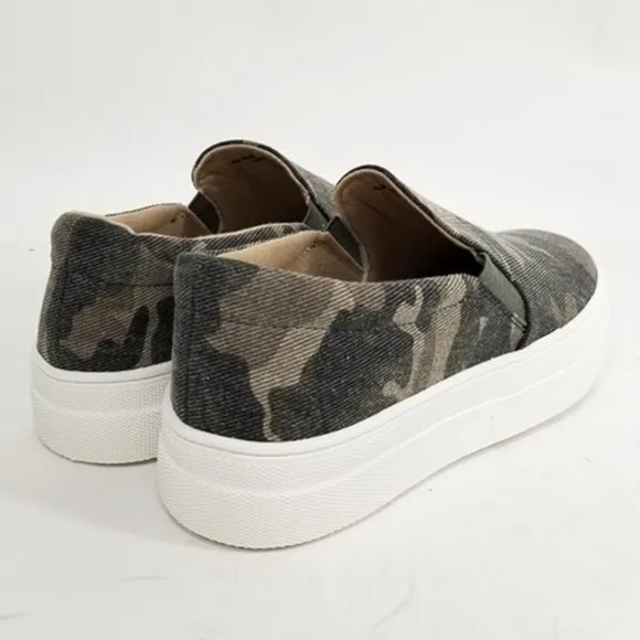 Olive green Camouflage SlipOn Platform Sneakers camo