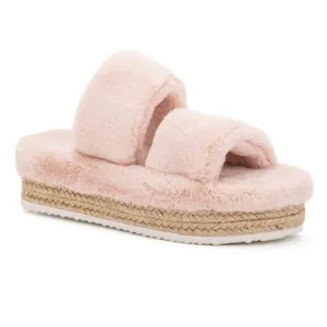 OLIVIA MILLER * ortona furry wedge pink sandals SIZE 7 NIB