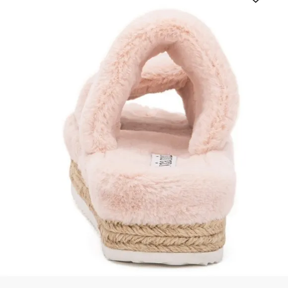 OLIVIA MILLER * ortona furry wedge pink sandals SIZE 7 NIB