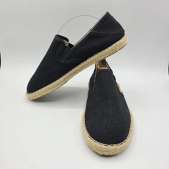 OluKai Black Slip on Shoes Pa'a Kapa Espadrilles Size 6.5 Collapsible heels