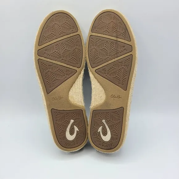 OluKai Black Slip on Shoes Pa'a Kapa Espadrilles Size 6.5 Collapsible heels