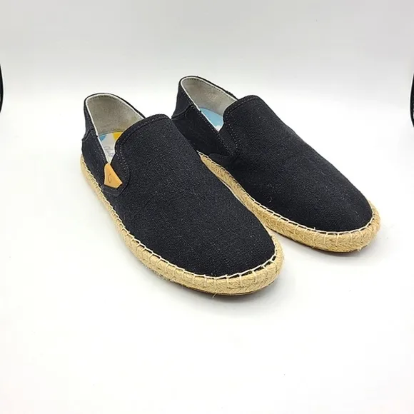 OluKai Black Slip on Shoes Pa'a Kapa Espadrilles Size 6.5 Collapsible heels