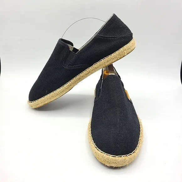 OluKai Black Slip on Shoes Pa'a Kapa Espadrilles Size 6.5 Collapsible heels