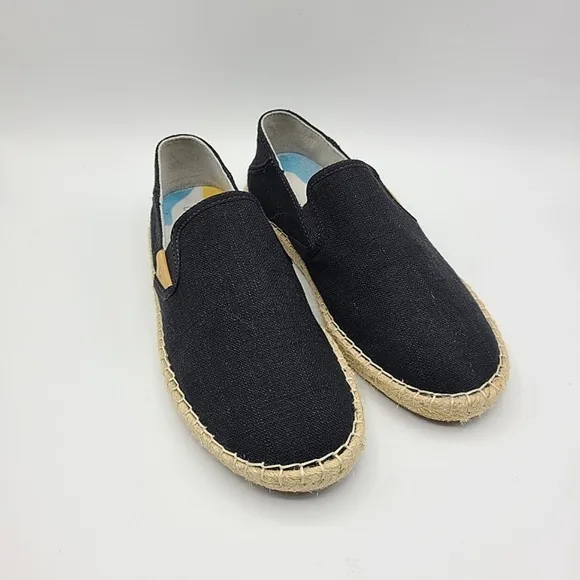 OluKai Black Slip on Shoes Pa'a Kapa Espadrilles Size 6.5 Collapsible heels
