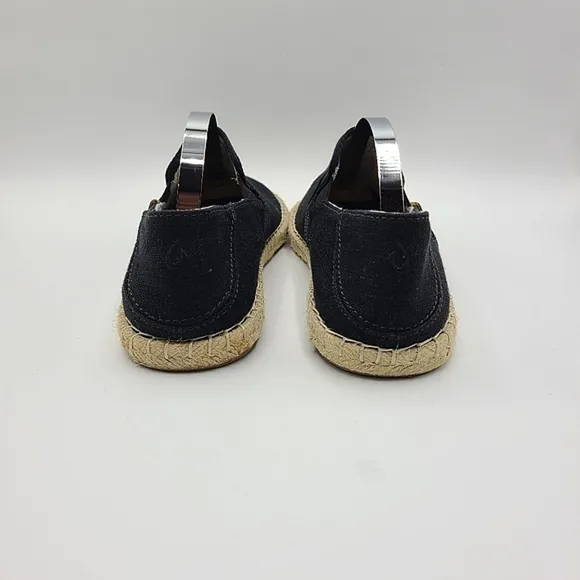 OluKai Black Slip on Shoes Pa'a Kapa Espadrilles Size 6.5 Collapsible heels