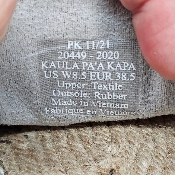 OluKai Kaula Pa'a Kapa Espadrilles Linen Slip On Womens US 8.5 Tan AA0286-104