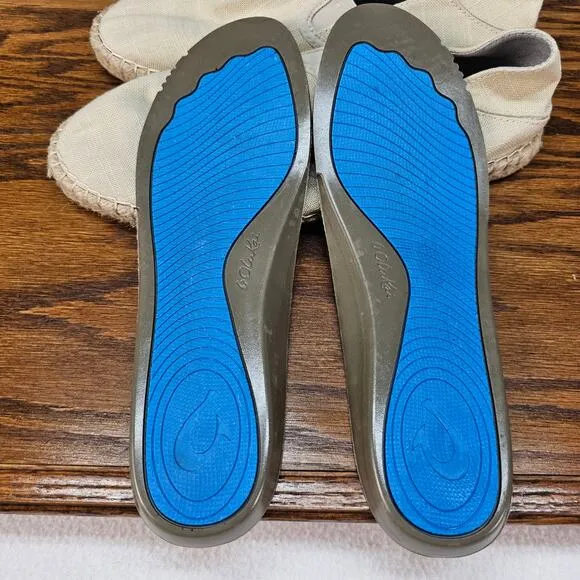 OluKai Kaula Pa'a Kapa Espadrilles Linen Slip On Womens US 8.5 Tan AA0286-104