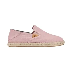 OLUKAI Kaula Pa'a Kapa Women's Espadrilles, Linen Slip-On Shoes- Pink