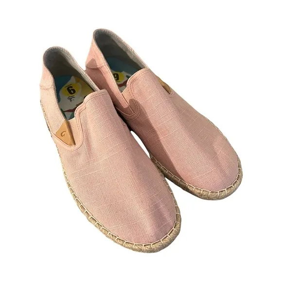 OLUKAI Kaula Pa'a Kapa Women's Espadrilles, Linen Slip-On Shoes- Pink