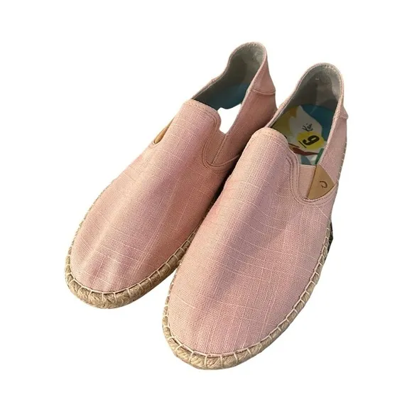 OLUKAI Kaula Pa'a Kapa Women's Espadrilles, Linen Slip-On Shoes- Pink