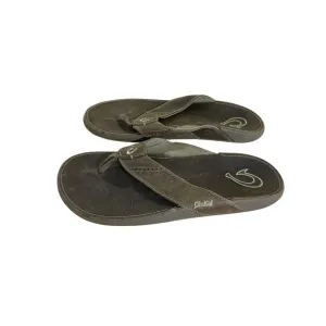 Olukai Nui Men's Brown Leather Slip On Hawaiian Sandals - M 12