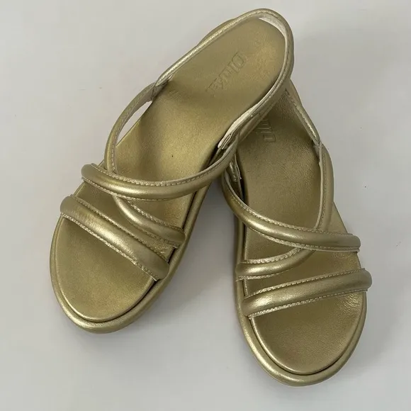 Olukai Tiare Strappy Leather Sandals Gold