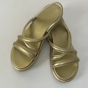 Olukai Tiare Strappy Leather Sandals Gold