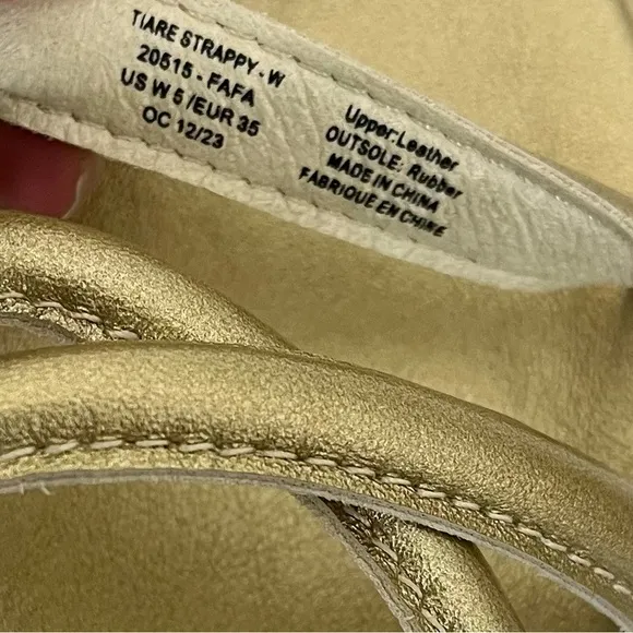 Olukai Tiare Strappy Leather Sandals Gold