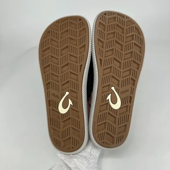 Olukai Ulele 'Olu Sandals Men's 13 Black Slides Slip On Hook Loop Strap NEW