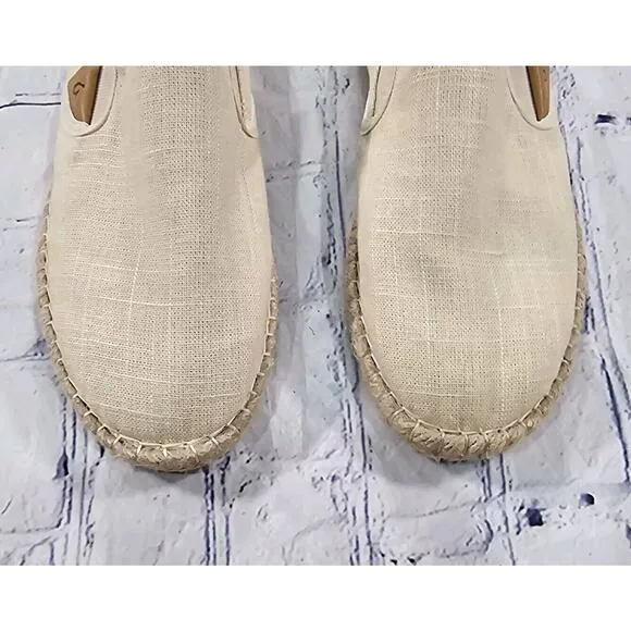 OLUKAI WOMENS SIZE 9.5 Kaula Pa'a Kapa Linen Espadrilles Beige Tapa Shoes