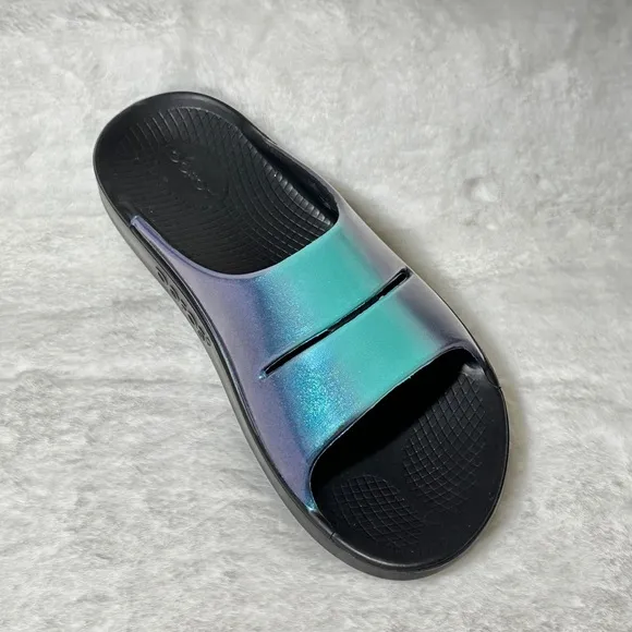 OOFOS OOahh Luxe Slide Sandals Slip On Atlantis Recovery Support Therapy Medical