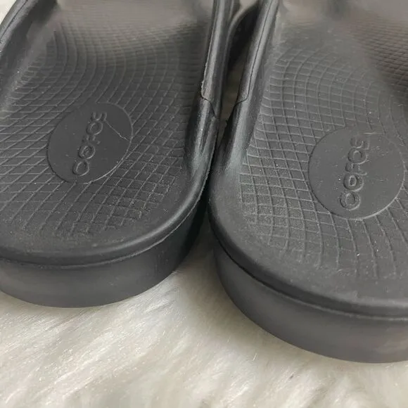 OOFOS Unisex Black Rubber slip on thong sandals Men SZ12 Women SZ14