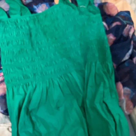 Opt / Tuscany Kelly green smocked tiered ruffle sleeve  maxi dress small s