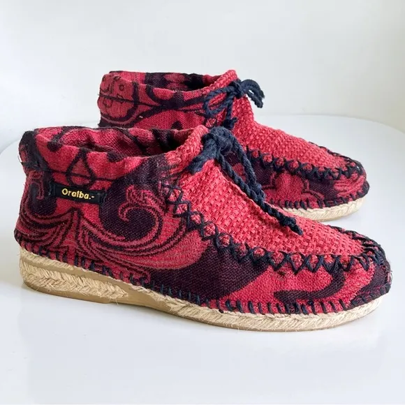 Oralba Women's High tops espadrilles handmade Booties Wearable Art Ankle Boots