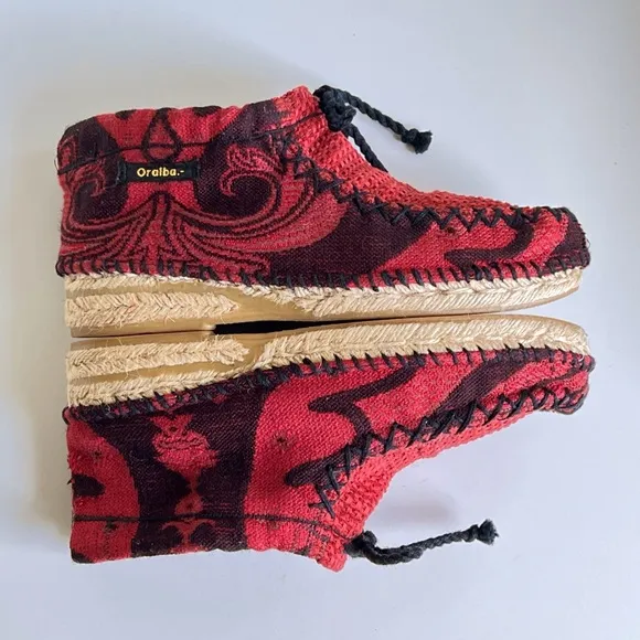 Oralba Women's High tops espadrilles handmade Booties Wearable Art Ankle Boots