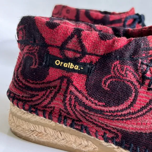 Oralba Women's High tops espadrilles handmade Booties Wearable Art Ankle Boots