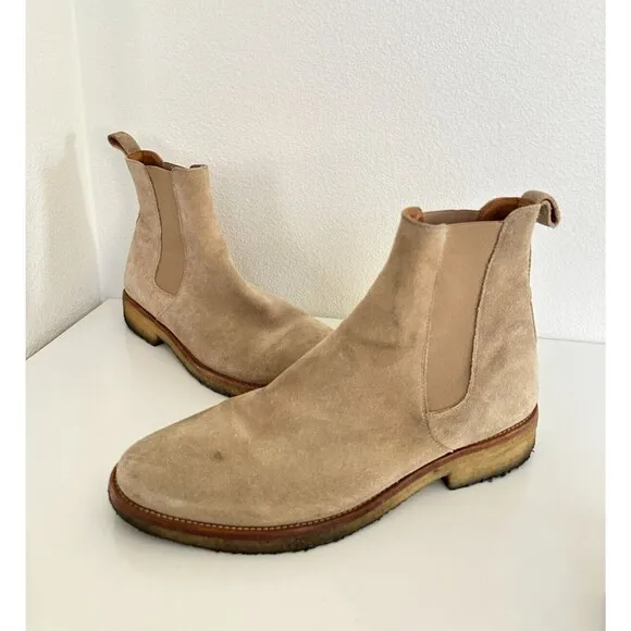 Oro Classic Calf Suede Chelsea Boots Tan Made in Spain Comfort Slip On Men's 10