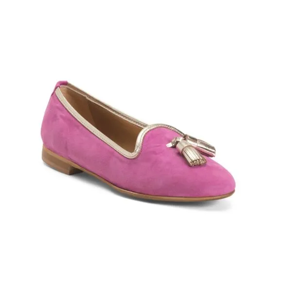 OROSCURO Fuschia Made In Italy Suede Ballerina Flats