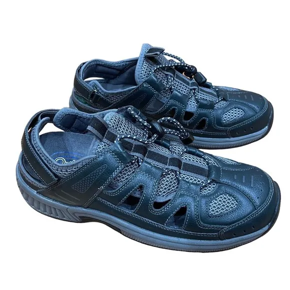ORTHOFEET Alpine Heel Strap Men’s Leather Fisherman Sandals Shoes Size 9.5 D EUC