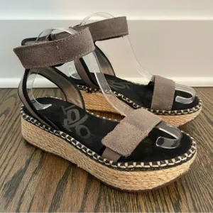 OTBT Reflector Grey Suede Espadrille Platform Sandals size 6