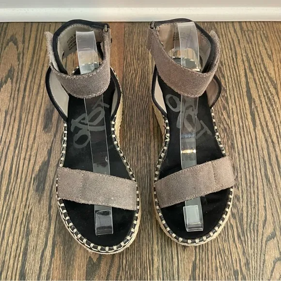 OTBT Reflector Grey Suede Espadrille Platform Sandals size 6