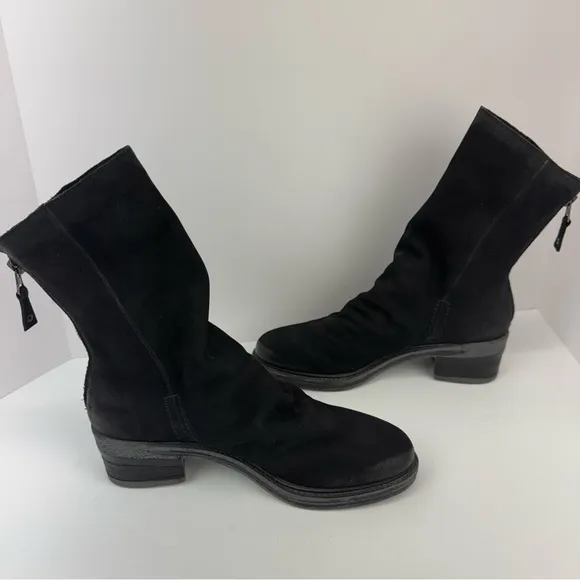 OTBT size 7.5 Women’s Fernweh Black Leather Slouch Mid Calf Combat Moto Boots
