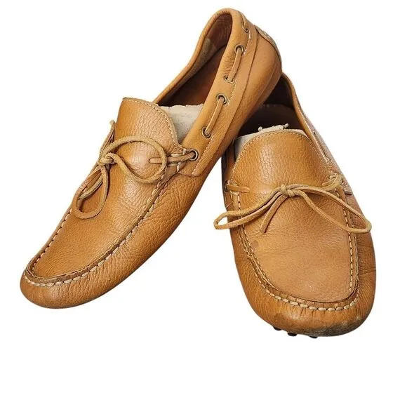 OtiSopse tan leather driving slip-on loafers men's shoes Sz 45/12