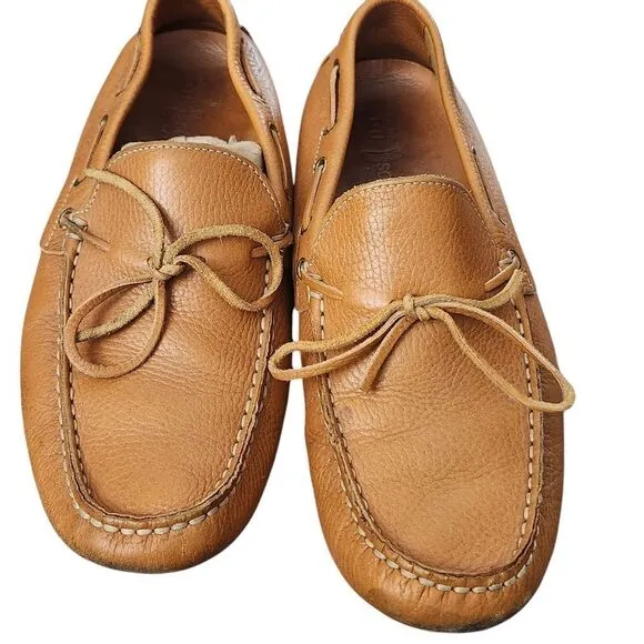 OtiSopse tan leather driving slip-on loafers men's shoes Sz 45/12