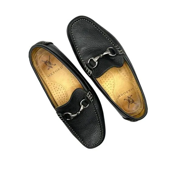 Oxford Golf Ramsey Driving Loafers Mens Size 8.5 Black Leather Horsebit Shoes