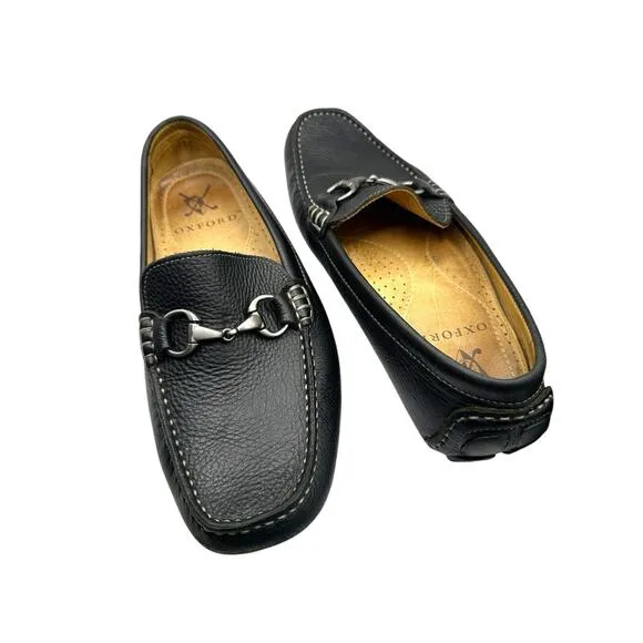 Oxford Golf Ramsey Driving Loafers Mens Size 8.5 Black Leather Horsebit Shoes