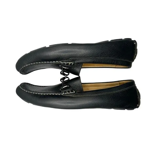 Oxford Golf Ramsey Driving Loafers Mens Size 8.5 Black Leather Horsebit Shoes