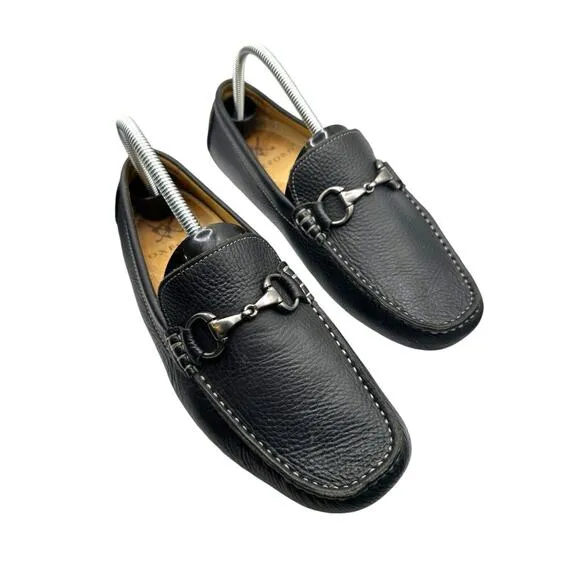 Oxford Golf Ramsey Driving Loafers Mens Size 8.5 Black Leather Horsebit Shoes