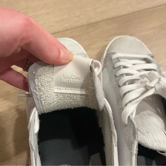 P448 Calf Hair John Embellished Low Top Sneakers Glitter Fur Size 38/7.5-8 US