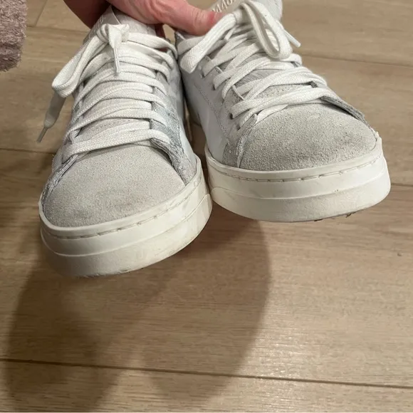 P448 Calf Hair John Embellished Low Top Sneakers Glitter Fur Size 38/7.5-8 US