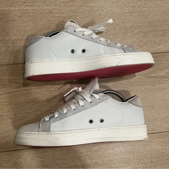 P448 Calf Hair John Embellished Low Top Sneakers Glitter Fur Size 38/7.5-8 US