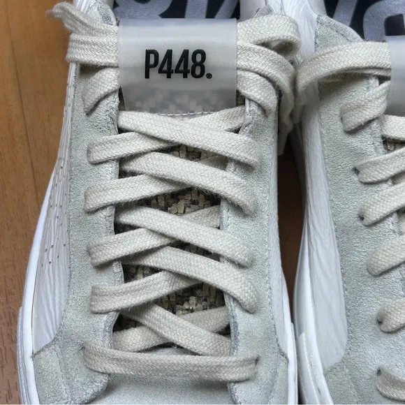 P448 Cream and White Sneakers Low-Top Minimalist Design