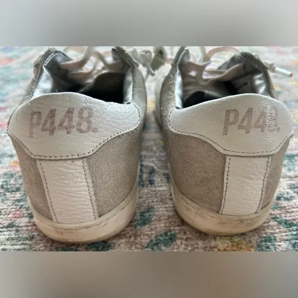 P448 John Glitter Lace Up Glitter Low Top Leather Sneakers