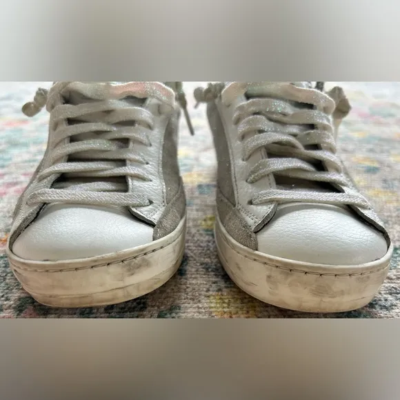 P448 John Glitter Lace Up Glitter Low Top Leather Sneakers